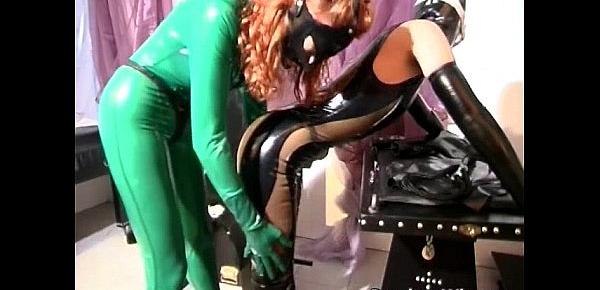 Two horny slut dress in latex and play
